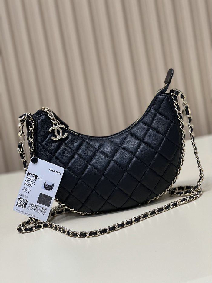 Chanel Lambskin Shoulder Bag Black AS3917