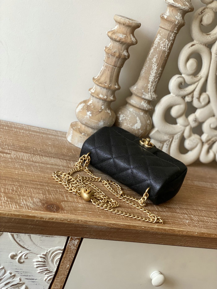 Chanel Leather Mini Flap Bag Black AS3828