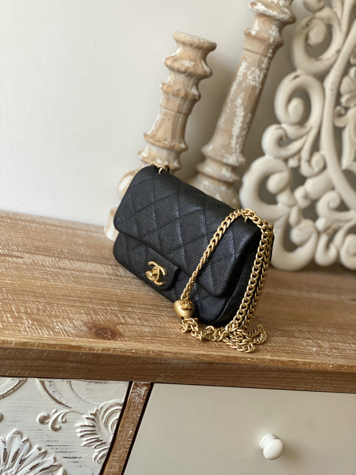 Chanel Leather Mini Flap Bag Black AS3828