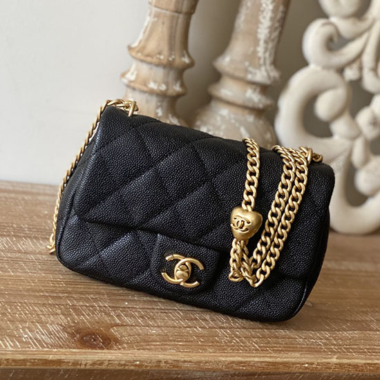 Chanel Leather Mini Flap Bag Black AS3828