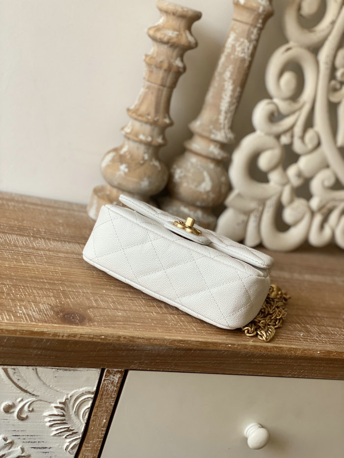 Chanel Leather Mini Flap Bag White AS3828