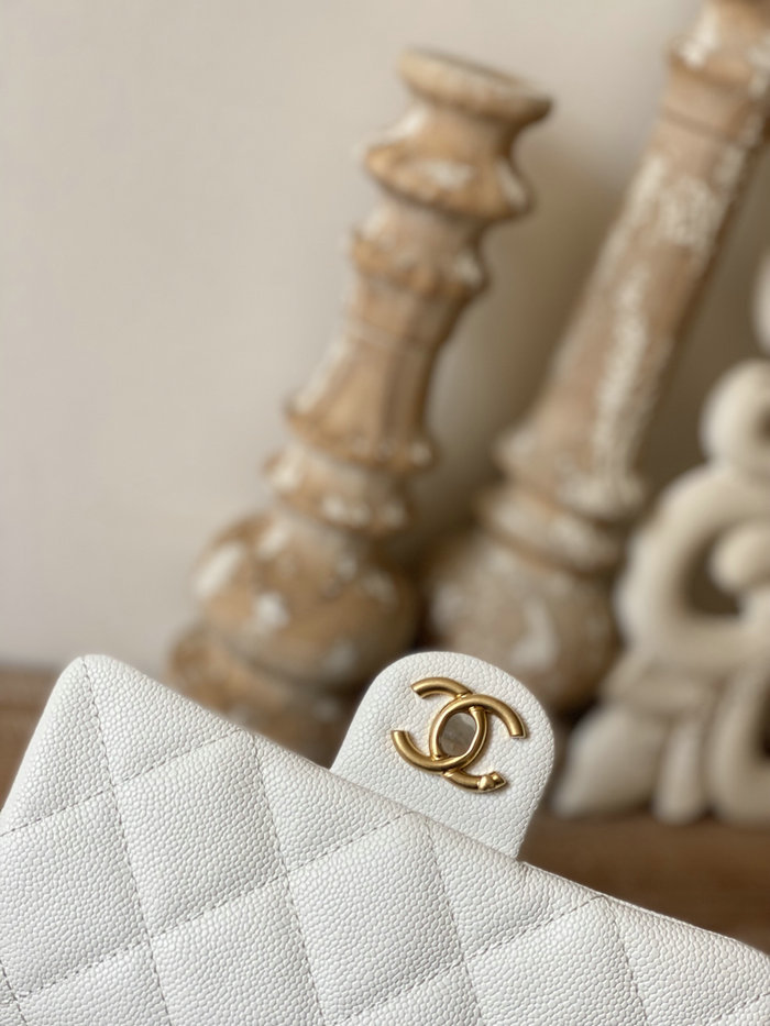 Chanel Leather Small Flap Bag White AS3829