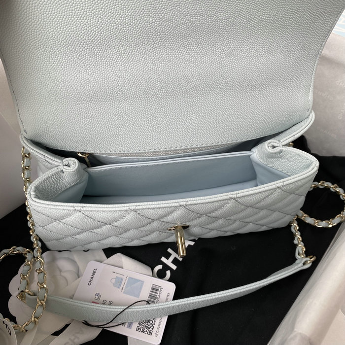 Chanel Small Coco Handle Bag White Blue A92990