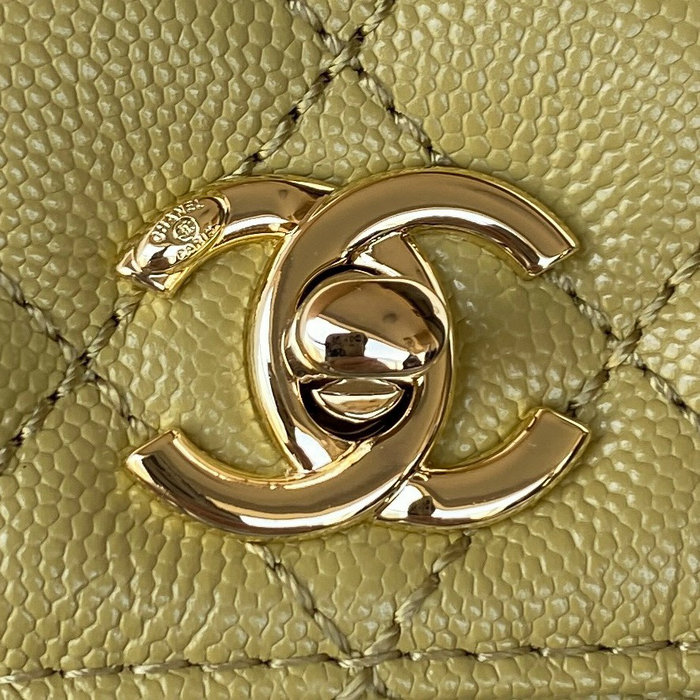 Chanel Small Coco Handle Bag White Green A92990