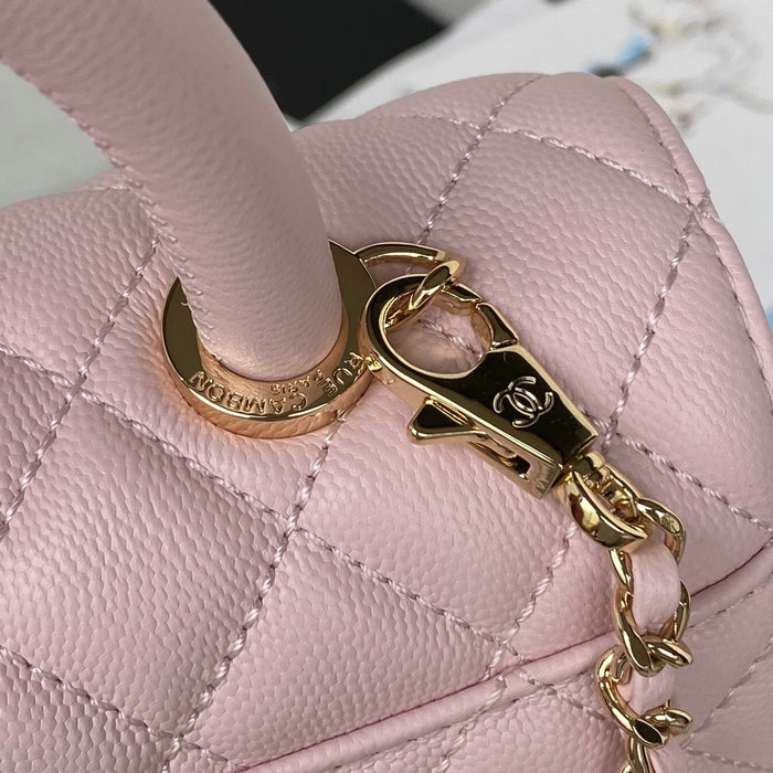 Chanel Small Coco Handle Bag White Pink A92990