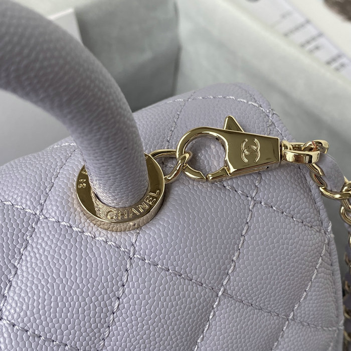 Chanel Small Coco Handle Bag White Purple A92990