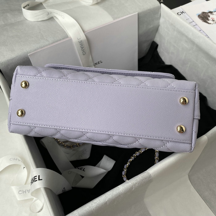 Chanel Small Coco Handle Bag White Purple A92990