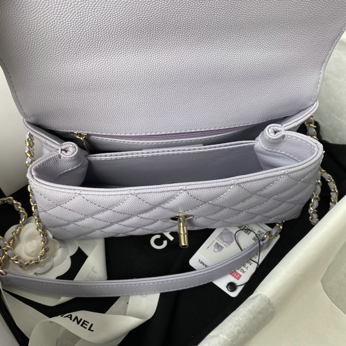 Chanel Small Coco Handle Bag White Purple A92990