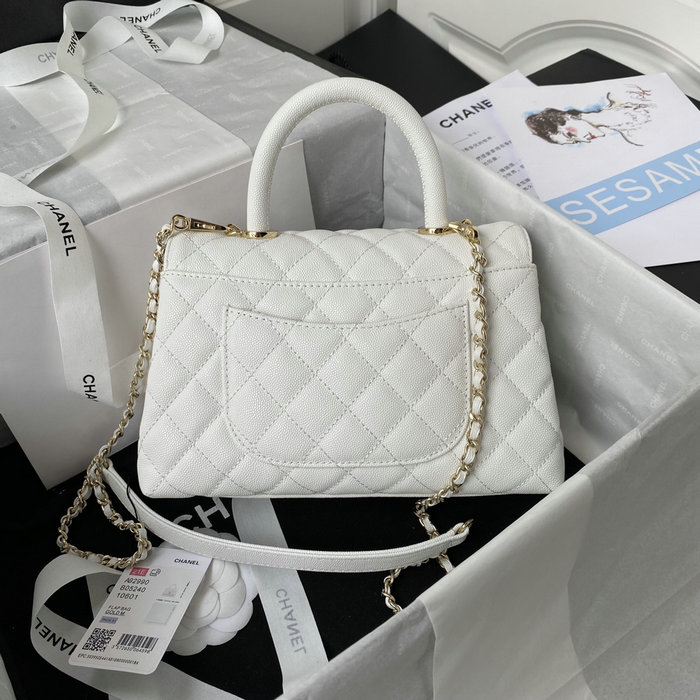 Chanel Small Coco Handle Bag White White A92990