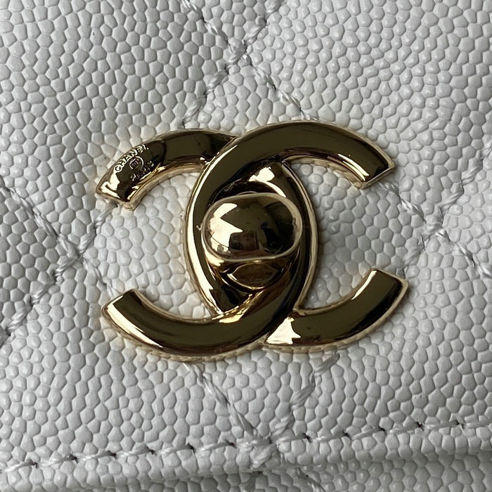 Chanel Small Coco Handle Bag White White A92990