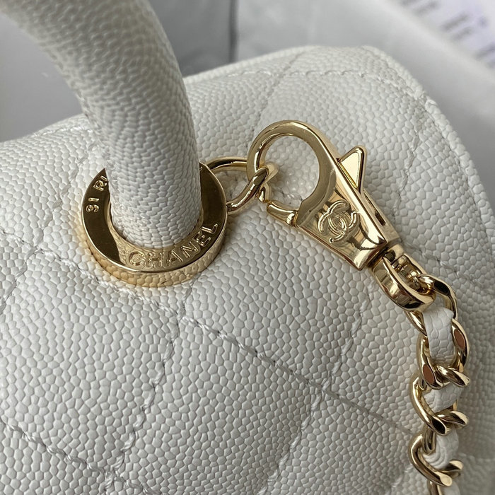 Chanel Small Coco Handle Bag White White A92990