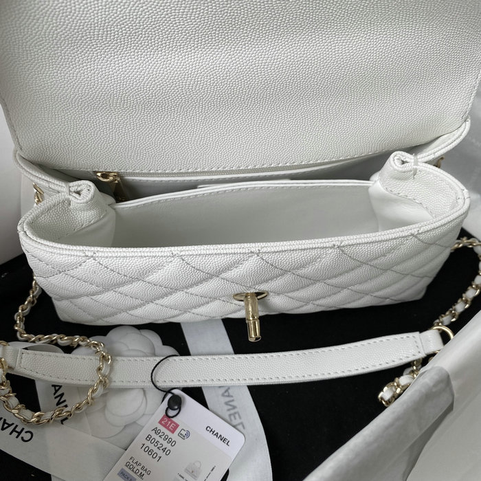 Chanel Small Coco Handle Bag White White A92990