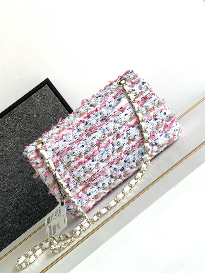 Chanel Tweed Medium Flap Bag Pink CF1112