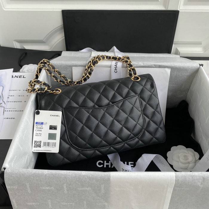 Classic Chanel Medium Flap Bag Black with Gold CF1112