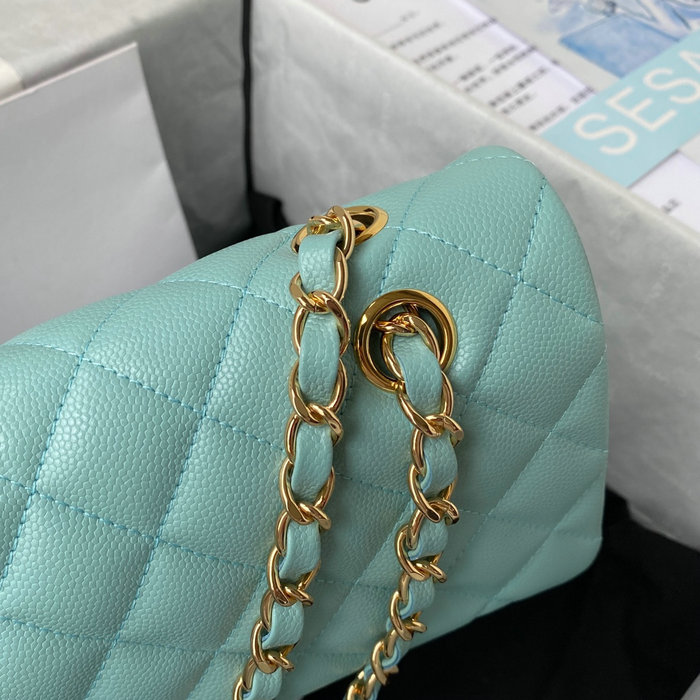 Classic Chanel Medium Flap Bag Blue with Gold CF1112