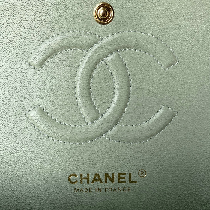 Classic Chanel Medium Flap Bag Green with Gold CF1112