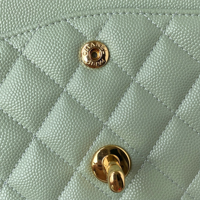 Classic Chanel Medium Flap Bag Green with Gold CF1112