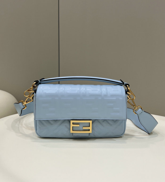 Fendi Baguette Medium Leather Bag Blue F0135