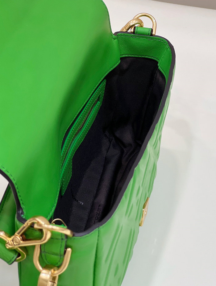 Fendi Baguette Medium Leather Bag Green F0135