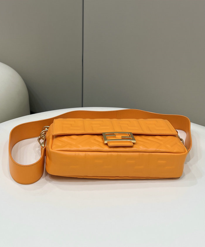 Fendi Baguette Medium Leather Bag Orange F0135