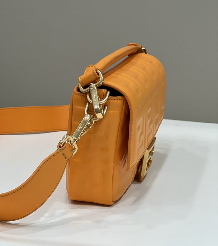 Fendi Baguette Medium Leather Bag Orange F0135