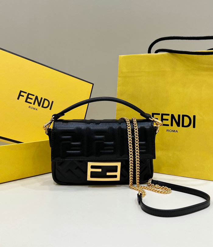 Fendi Baguette Mini leather bag Black F0191S