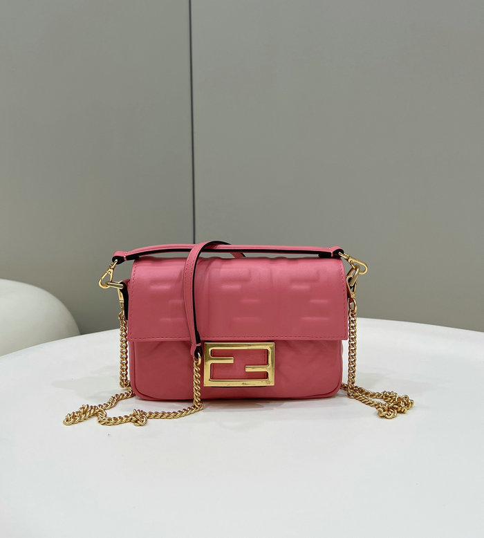 Fendi Baguette Mini leather bag Pink F0191S