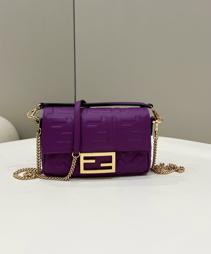 Fendi Baguette Mini leather bag Purple F0191S