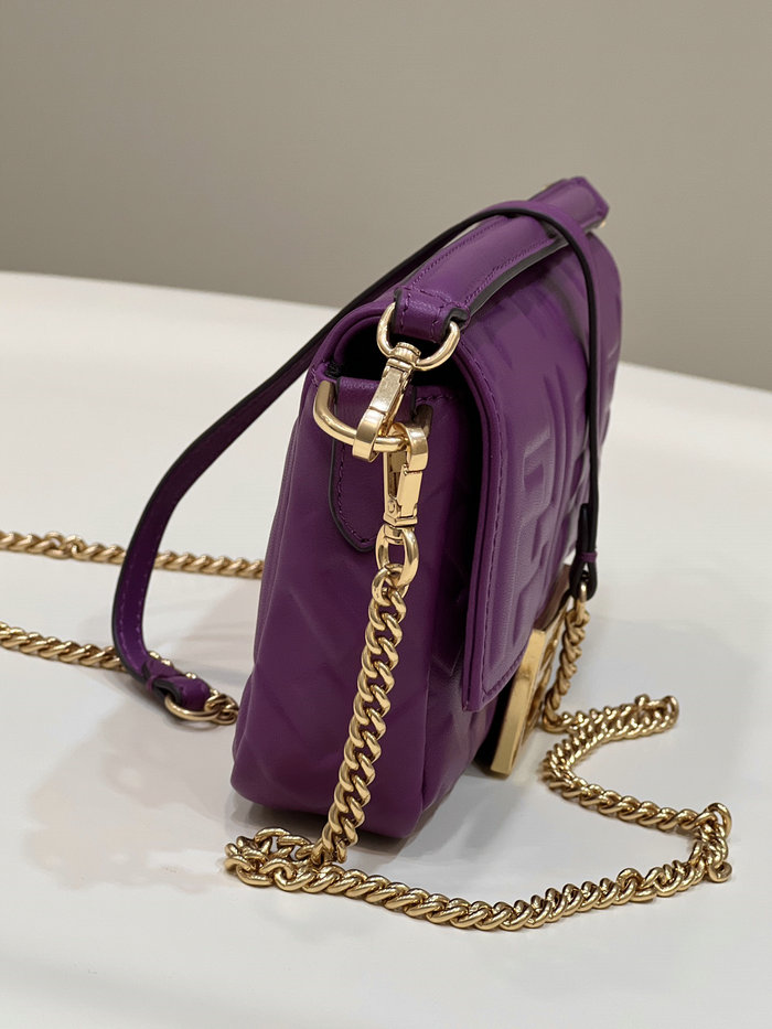 Fendi Baguette Mini leather bag Purple F0191S