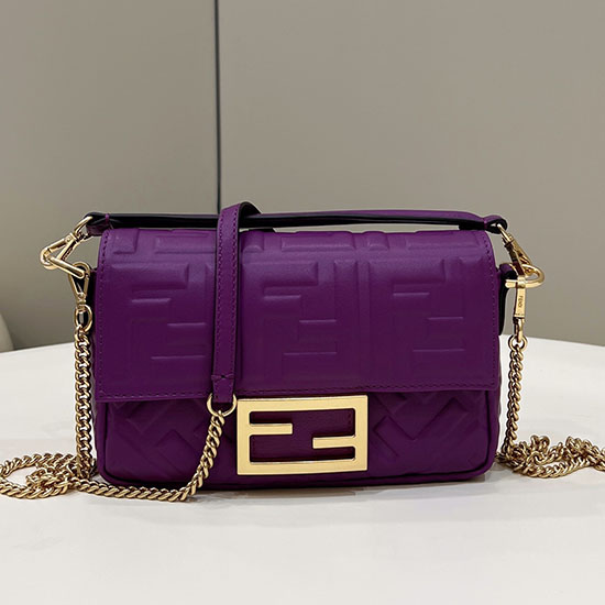 Fendi Baguette Mini leather bag Purple F0191S