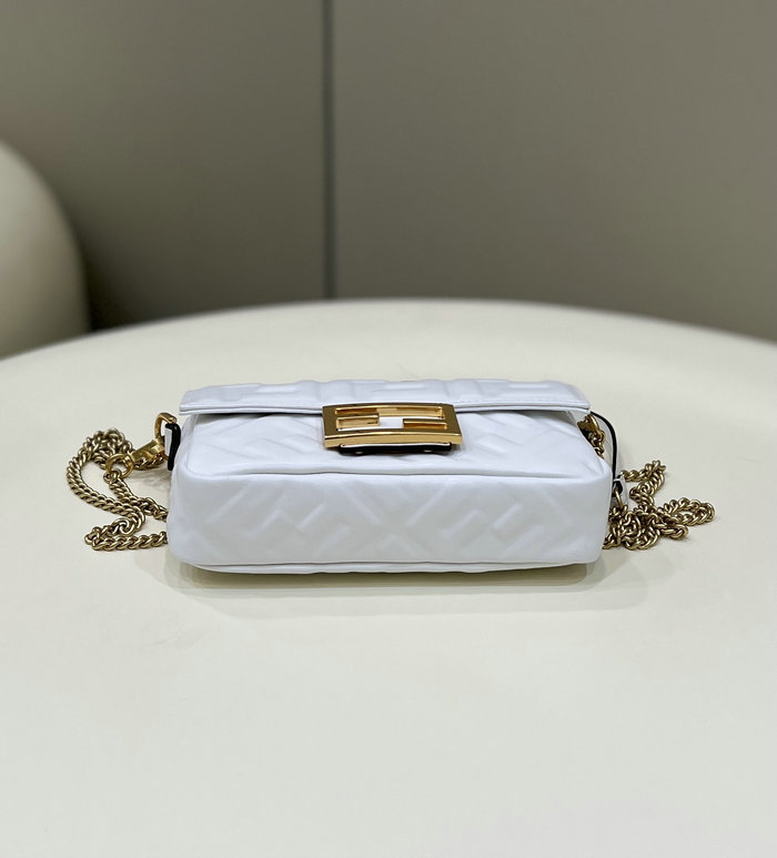 Fendi Baguette Mini leather bag White F0191S