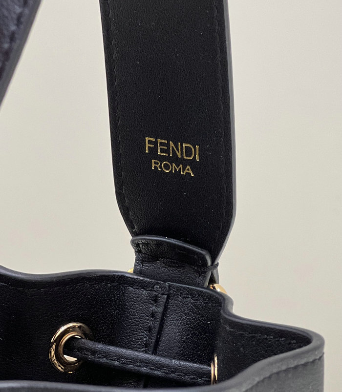 Fendi Mon Tresor Crochet Straw Mini Bag Black F8278