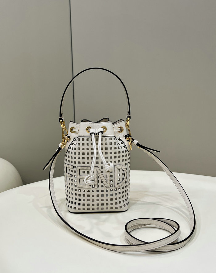 Fendi Mon Tresor Mini Bucket Bag White F8576