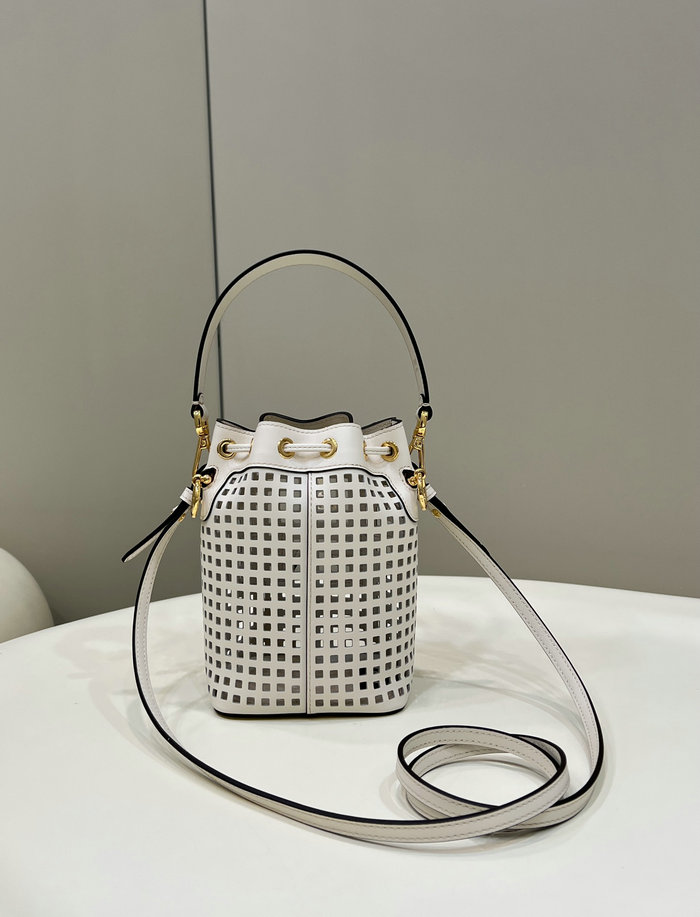 Fendi Mon Tresor Mini Bucket Bag White F8576