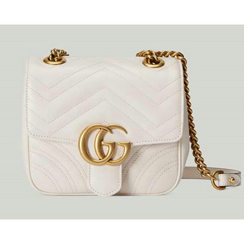 Gucci GG Marmont Matelasse mini shoulder bag White 739682