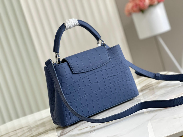 Louis Vuitton Embossed Crocodile Capucines Blue N92175