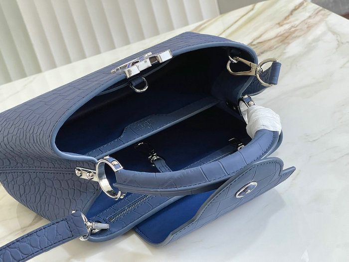 Louis Vuitton Embossed Crocodile Capucines Blue N92175