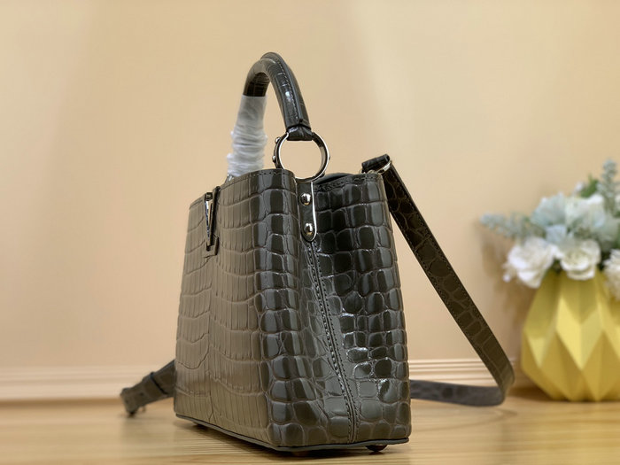 Louis Vuitton Embossed Crocodile Capucines Grey N92175