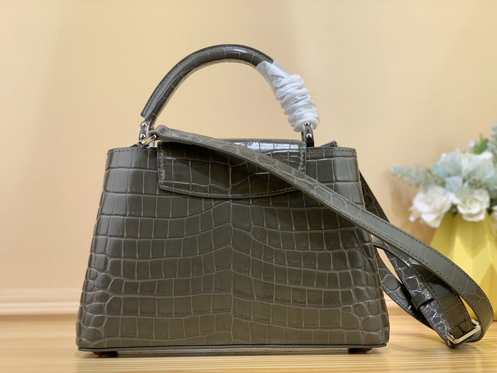 Louis Vuitton Embossed Crocodile Capucines Grey N92175