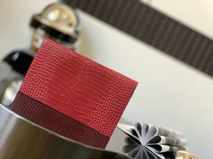 Saint Laurent Crocodile Clutch Bag Red 565739