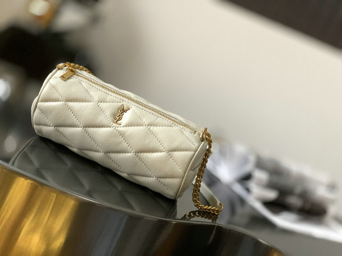 Saint Laurent Lambskin Sade Mini Tube Bag White 699703