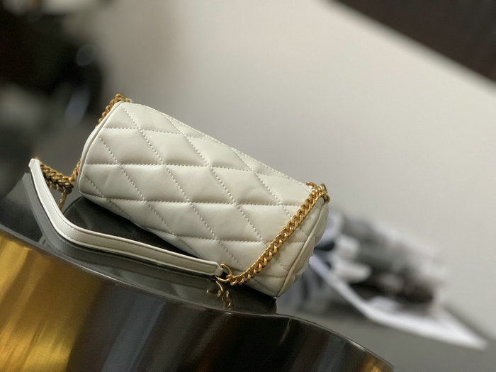 Saint Laurent Lambskin Sade Mini Tube Bag White 699703