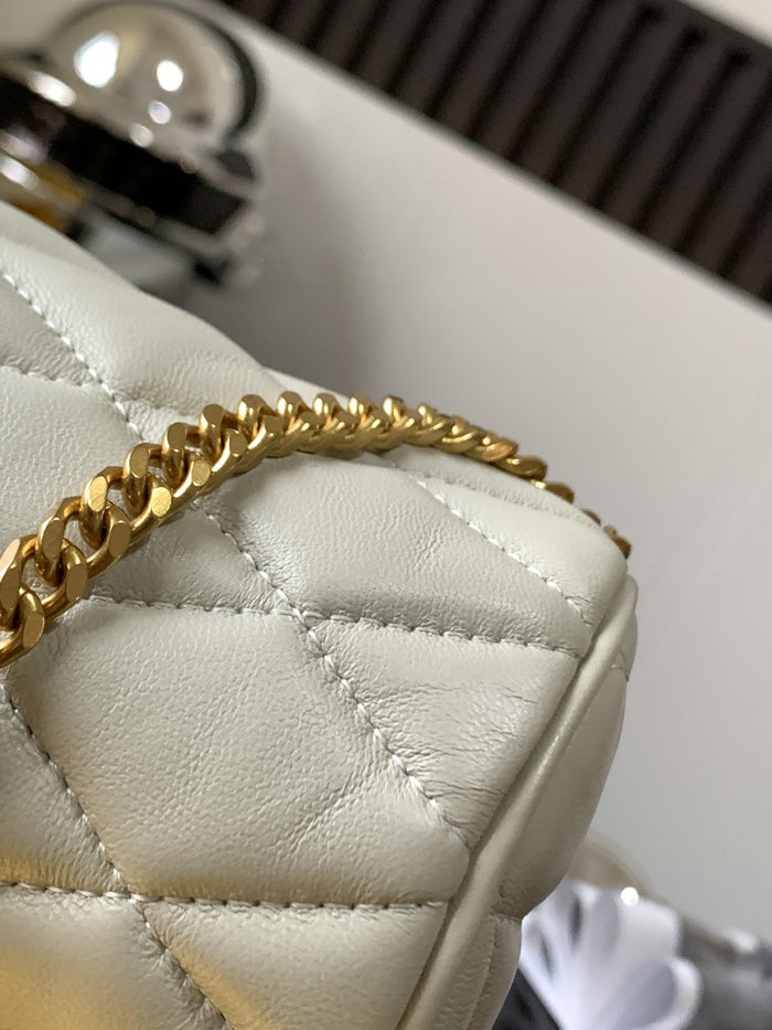 Saint Laurent Lambskin Sade Mini Tube Bag White 699703