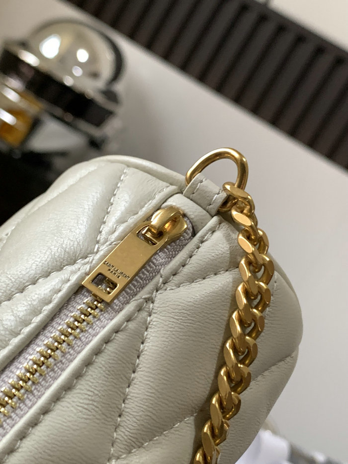 Saint Laurent Lambskin Sade Mini Tube Bag White 699703