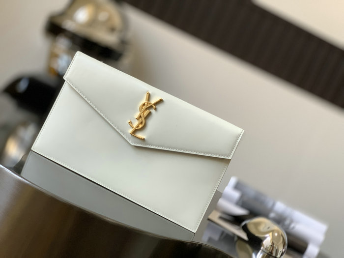 Saint Laurent Smooth Clutch Bag White 565739