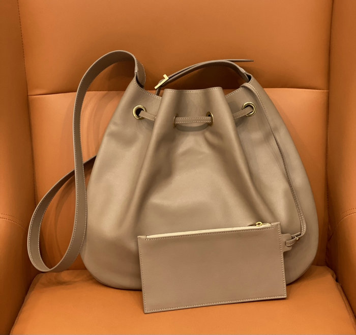 Saint Laurent Smooth Paris Vii Large Flat Hobo Bag Beige 697941