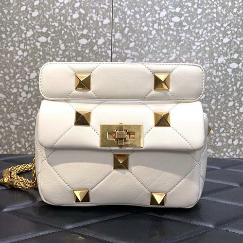 Valentino Small Roman Stud The Shoulder Bag White WB0l04