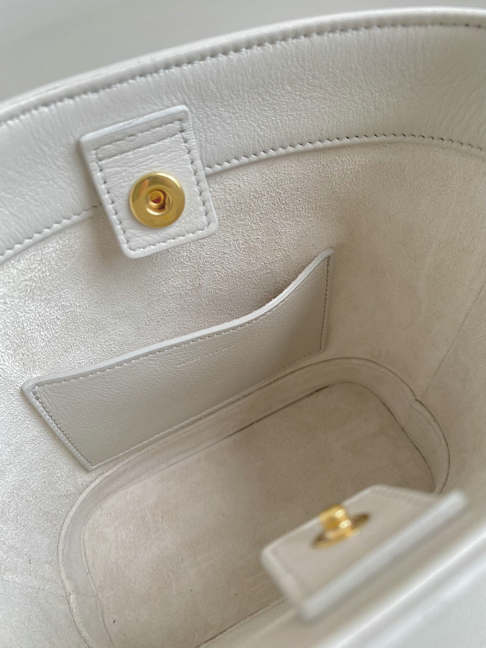 Celine Mini Bucket Cuir Triomphe White C35301