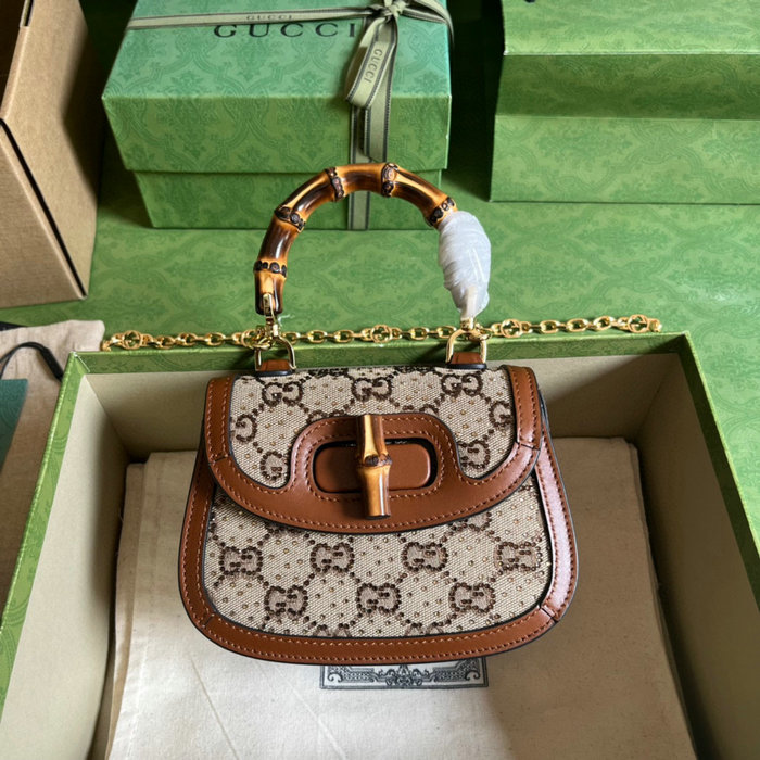 Gucci Bamboo 1947 mini top handle bag Camel 735116