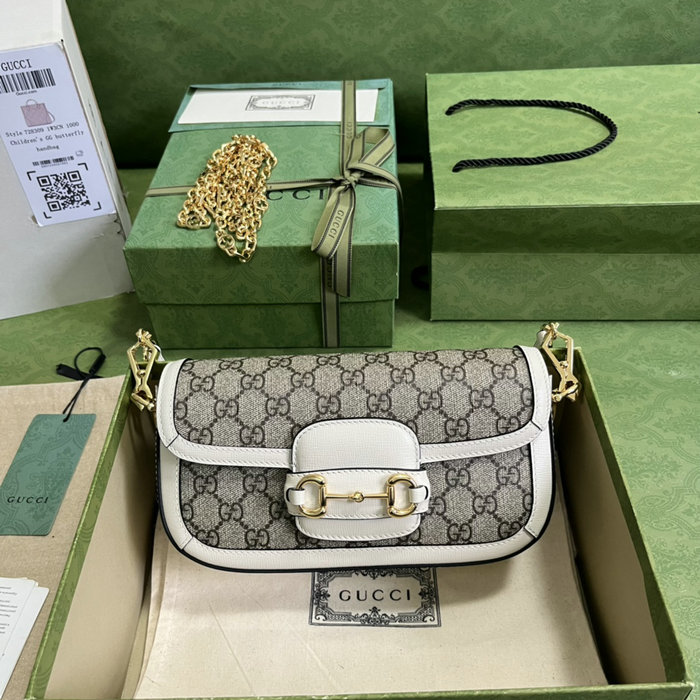 Gucci Horsebit 1955 GG Supreme shoulder bag White 735178